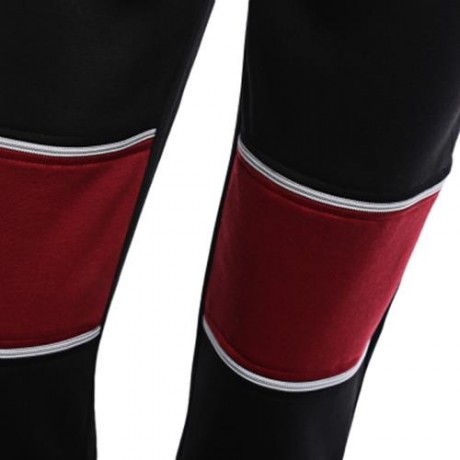 CASUAL PATCHWORK ZIPPER DESIGN MALE ELASTIC BAND LONG SPORTS PANTS (BLACK)