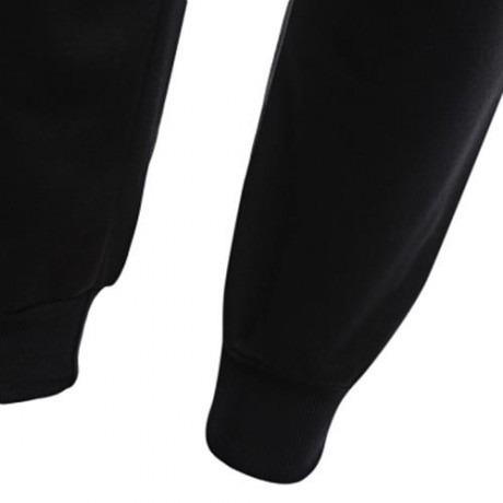 CASUAL PATCHWORK ZIPPER DESIGN MALE ELASTIC BAND LONG SPORTS PANTS (BLACK)