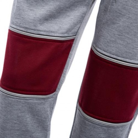 CASUAL PATCHWORK ZIPPER DESIGN MALE ELASTIC BAND LONG SPORTS PANTS (BLACK)