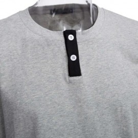 STYLISH PURE COLOR BUTTON DECORATION ROUND NECK MALE SHORT SLEEVE SHIRT (GRAY)