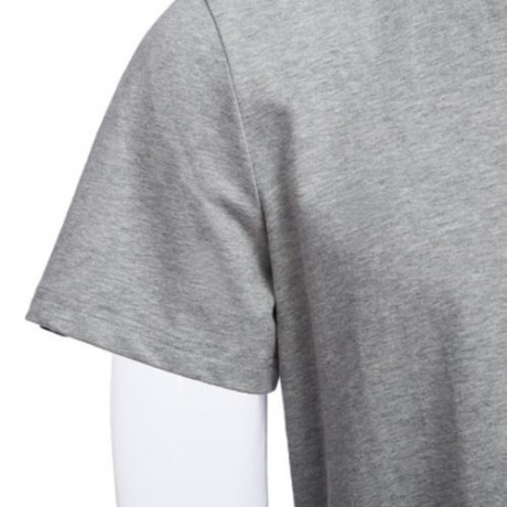 STYLISH PURE COLOR BUTTON DECORATION ROUND NECK MALE SHORT SLEEVE SHIRT (GRAY)