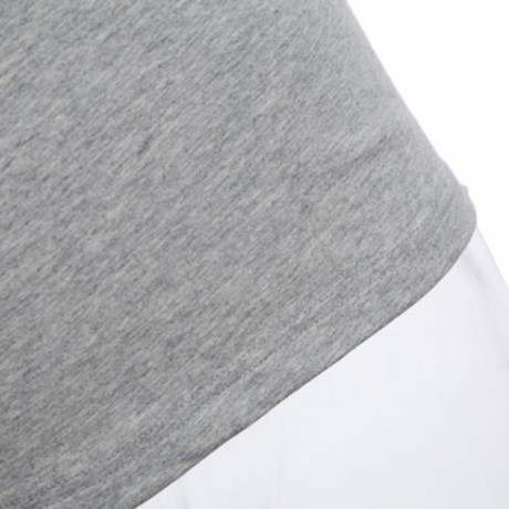 STYLISH PURE COLOR BUTTON DECORATION ROUND NECK MALE SHORT SLEEVE SHIRT (GRAY)