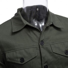CASUAL LETTER PRINT POCKET DECORATION MALE LONG SLEEVE JACKET (ARMY GREEN)