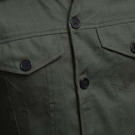 CASUAL LETTER PRINT POCKET DECORATION MALE LONG SLEEVE JACKET (ARMY GREEN)