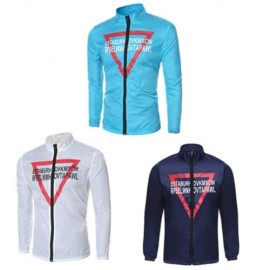 ULTRALIGHT INVERTED TRIANGLE PRINT MALE SUN PROTECTION OUTERWEAR (LAKE BLUE)