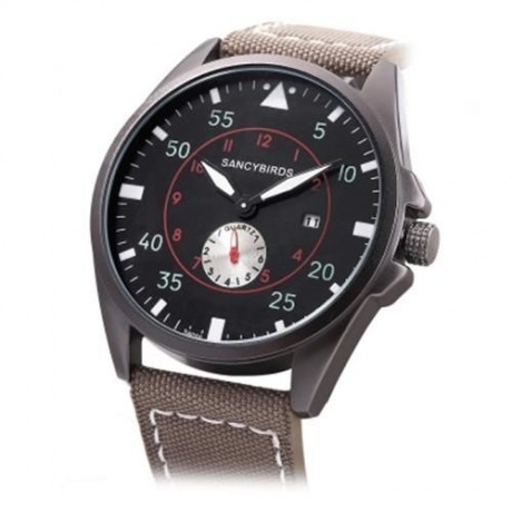 SANCYBIRDS FY964 MEN QUARTZ WATCH CANVAS BAND DATE DISPLAY WORKING SUB-DIAL WRISTWATCH (KH