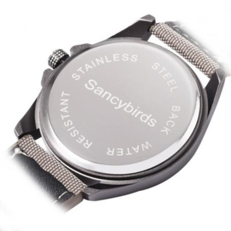 SANCYBIRDS FY964 MEN QUARTZ WATCH CANVAS BAND DATE DISPLAY WORKING SUB-DIAL WRISTWATCH (KH