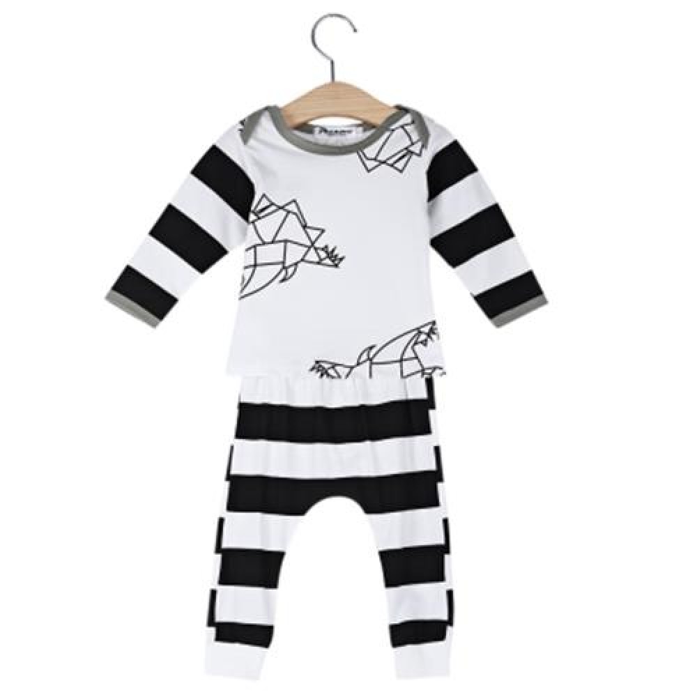 BABY UNISEX 2PCS ELASTIC COTTON BLEND GEOMETRIC PRINT STRIPED PATCHWORK COLOR BLOCK ROUND 