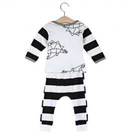 BABY UNISEX 2PCS ELASTIC COTTON BLEND GEOMETRIC PRINT STRIPED PATCHWORK COLOR BLOCK ROUND 
