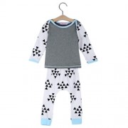 BABY UNISEX 2PCS SWEET ELASTIC GEOMETRIC TRIANGLE PRINT PATCHWORK COTTON BLEND ROUND COLLA