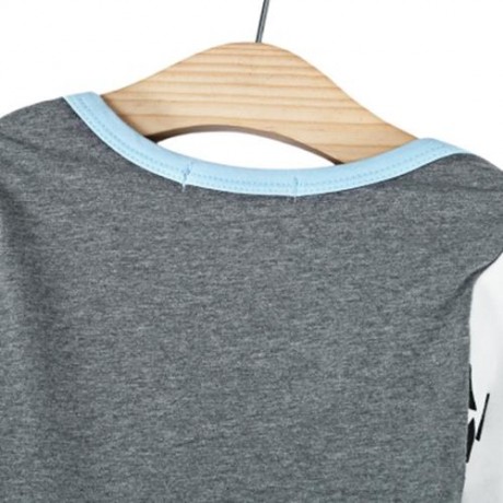 BABY UNISEX 2PCS SWEET ELASTIC GEOMETRIC TRIANGLE PRINT PATCHWORK COTTON BLEND ROUND COLLA