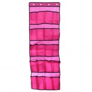 20 POCKETS NON-WOVEN DOOR SHOES HANGING STORAGE BAG WITH 4 HOOKS (ROSE RED)