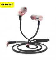 AWEI ES - 20TY 3.5MM PLUG FOLDABLE WIRED STEREO HIFI MUSIC EARPHONES HEADPHONES (ROSE GOLD