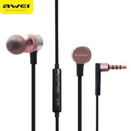 AWEI ES - 20TY 3.5MM PLUG FOLDABLE WIRED STEREO HIFI MUSIC EARPHONES HEADPHONES (ROSE GOLD