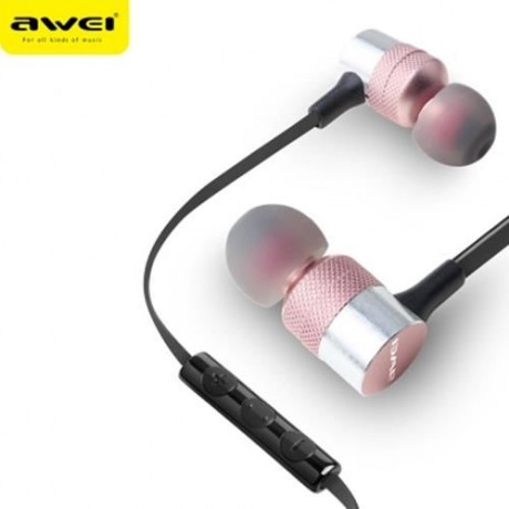 AWEI ES - 20TY 3.5MM PLUG FOLDABLE WIRED STEREO HIFI MUSIC EARPHONES HEADPHONES (ROSE GOLD