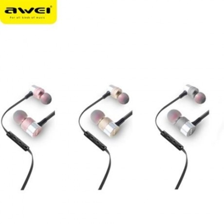 AWEI ES - 20TY 3.5MM PLUG FOLDABLE WIRED STEREO HIFI MUSIC EARPHONES HEADPHONES (ROSE GOLD