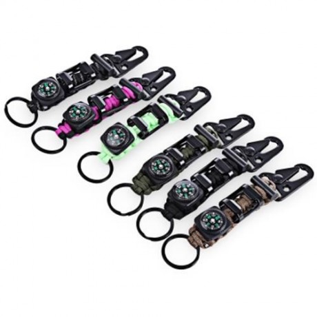 6 IN 1 MULTIFUNCTIONAL OUTDOOR EMERGENCY BRACELET ROPE COMPASS KEYCHAIN BOTTLE OPENER (LUM