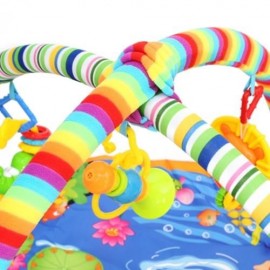 BABY SOFT PLAY MAT CARTOON ANIMAL GYM BLANKET WITH FRAME RATTLE CRAWLING DEVELOPMENTAL TOY