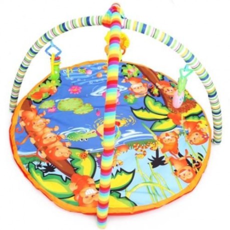 BABY SOFT PLAY MAT CARTOON ANIMAL GYM BLANKET WITH FRAME RATTLE CRAWLING DEVELOPMENTAL TOY