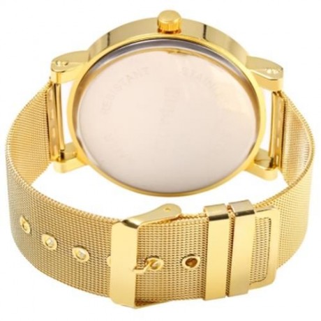 JUBAOLI 1096 WOMEN QUART WATCH MAP DECORATION BIG ROUND DIAL STEEL NET BAND (SILVER)