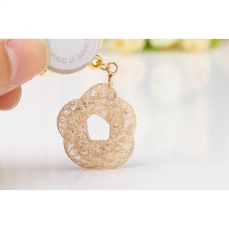 JUBAOLI 1111 FEMALE QUARTZ SHINY STAINLESS STEEL MESH BAND FLOWER PENDANT (GOLDEN)