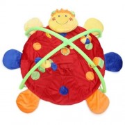 BABY SOFT PLAY MAT GYM BLANKET WITH FRAME RATTLE CRAWLING TOY LADYBIRD PATTERN (RED)