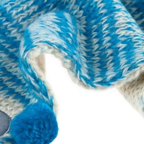 CUTE OWL POM-POM HAT WITH SCARF FOR CHILDREN (BLUE)