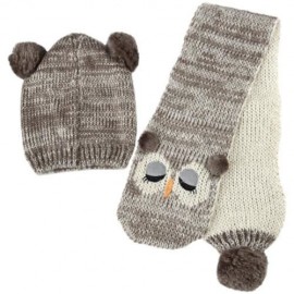 CUTE OWL POM-POM HAT WITH SCARF FOR CHILDREN (COFFEE)