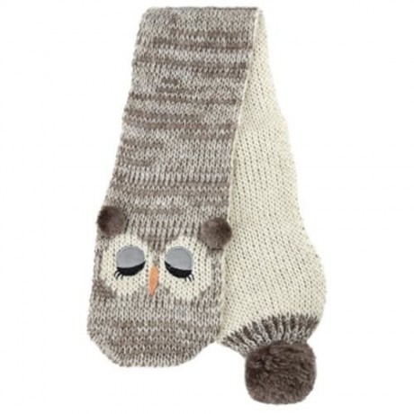 CUTE OWL POM-POM HAT WITH SCARF FOR CHILDREN (COFFEE)
