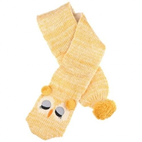 CUTE OWL POM-POM HAT WITH SCARF FOR CHILDREN (YELLOW)