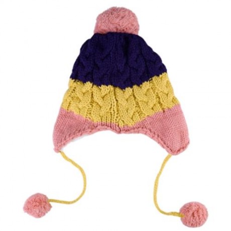 ADORABLE BEAR PATCHWORK POM-POM WITH SCARF FOR CHILDREN (PURPLE)