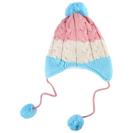 ADORABLE BEAR PATCHWORK POM-POM WITH SCARF FOR CHILDREN (PINK)