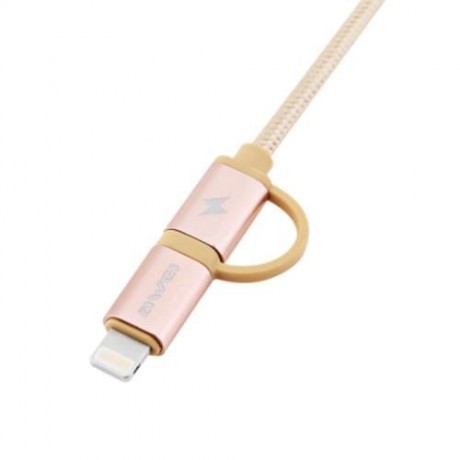 AWEI CL - 930 2 IN 1 1M MULTIFUNCTIONAL 8 PIN MICRO USB INTERFACE SYNC CHARGING DATA 2.1A 