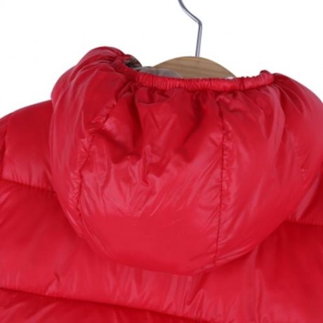 TRENDY HOODED ZIPPER POCKET DESIGN LONG SLEEVE PURE COLOR CHILDREN DOWN JACKET (RED)