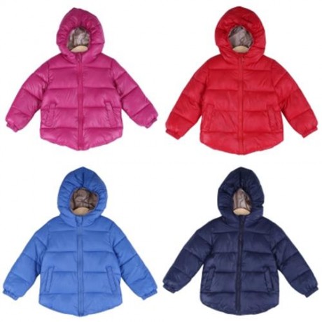TRENDY HOODED ZIPPER POCKET DESIGN LONG SLEEVE PURE COLOR CHILDREN DOWN JACKET (RED)