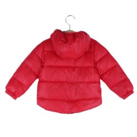 TRENDY HOODED ZIPPER POCKET DESIGN LONG SLEEVE PURE COLOR CHILDREN DOWN JACKET (RED)