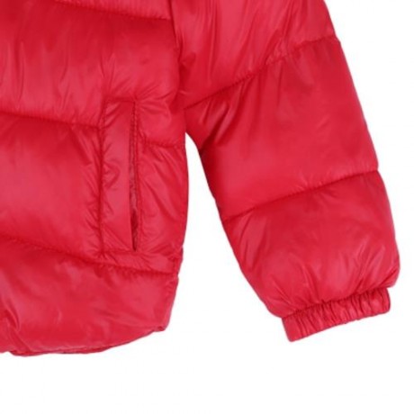 TRENDY HOODED ZIPPER POCKET DESIGN LONG SLEEVE PURE COLOR CHILDREN DOWN JACKET (RED)
