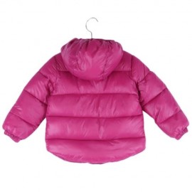 TRENDY HOODED ZIPPER POCKET DESIGN LONG SLEEVE PURE COLOR CHILDREN DOWN JACKET (ROSE RED)