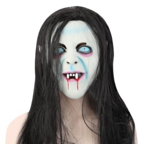 HORROR LATEX MASK WITH WIG HAIR FOR THE GRUDGE SADAKO GHOST FIGURE MASQUERADE HALLOWEEN PA
