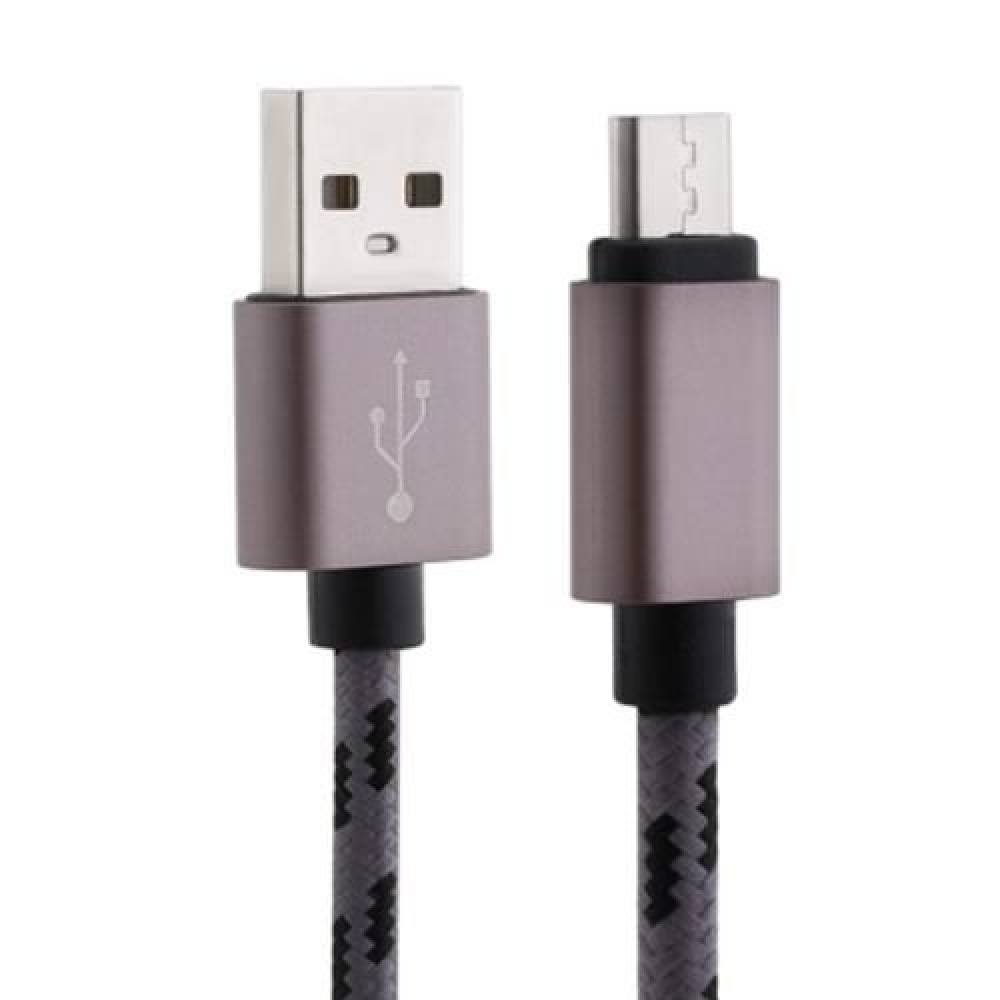 1M 2A MICRO USB INTERFACE SYNC CHARGING DATA BRAIDED CABLE FOR ANDROID (GRAY)