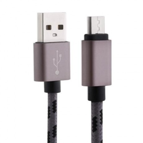 1M 2A MICRO USB INTERFACE SYNC CHARGING DATA BRAIDED CABLE FOR ANDROID (GRAY)