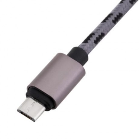 1M 2A MICRO USB INTERFACE SYNC CHARGING DATA BRAIDED CABLE FOR ANDROID (GRAY)