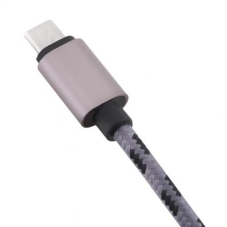 1M 2A MICRO USB INTERFACE SYNC CHARGING DATA BRAIDED CABLE FOR ANDROID (GRAY)