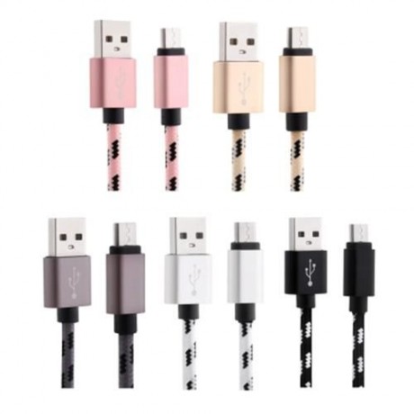 1M 2A MICRO USB INTERFACE SYNC CHARGING DATA BRAIDED CABLE FOR ANDROID (GRAY)