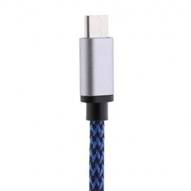 TYPE-C TO USB 3.1 CHARGING DATA TRANSFER BRAIDED NYLON CABLE 1M (BLUE)