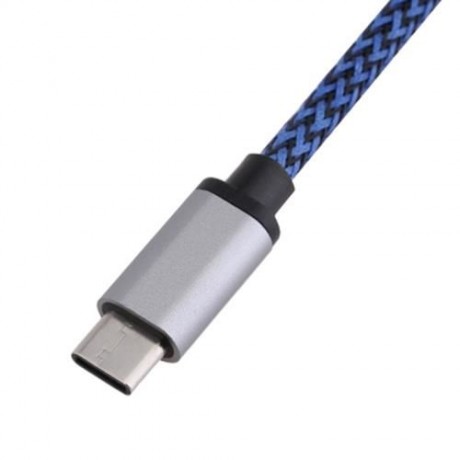 TYPE-C TO USB 3.1 CHARGING DATA TRANSFER BRAIDED NYLON CABLE 1M (BLUE)