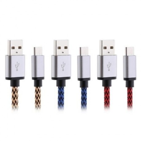 TYPE-C TO USB 3.1 CHARGING DATA TRANSFER BRAIDED NYLON CABLE 1M (BLUE)