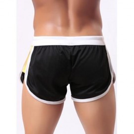 LACE-UP COLOR BLOCK SPLICING HOME SHORTS (BLACK)
