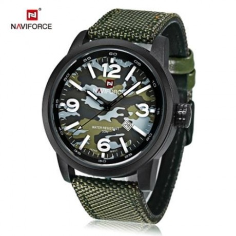 NAVIFORCE 9080 MEN QUARTZ WATCH LUMINOUS CALENDAR 3ATM CAMOUFLAGE PATTERN DIAL WRISTWATCH 