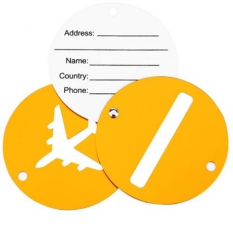 SHINETRIP 2PCS ALUMINUM ALLOY TRAVEL PLANE SHAPE SUITCASE NAME ADDRESS LABEL TAG (GOLDEN)